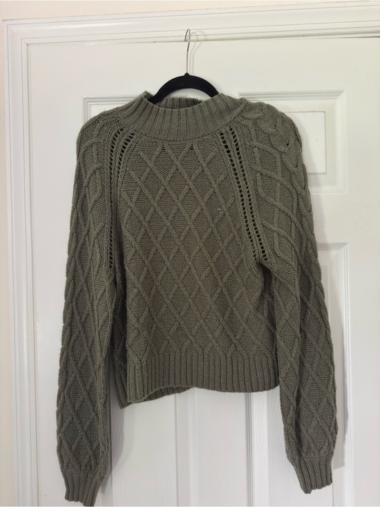 American Eagle Outfitters Sweaters - American Eagle Outfitters Olive Cable-Knit Turtleneck Sweater
